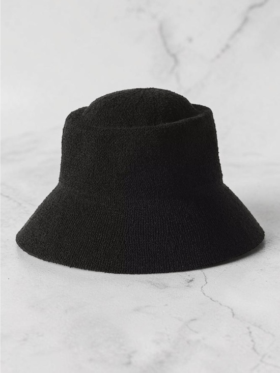 Anthropologie Nubby Bucket Hat Black One Size NWT Textured Minimalist Coastal